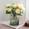 Silk Peony Artificial Flower Bouquet – 5 Blooms & 4 Buds in Rose Pink
