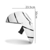 White ninja mask with black accents shown from the side, measuring 23.5cm by 30cm.