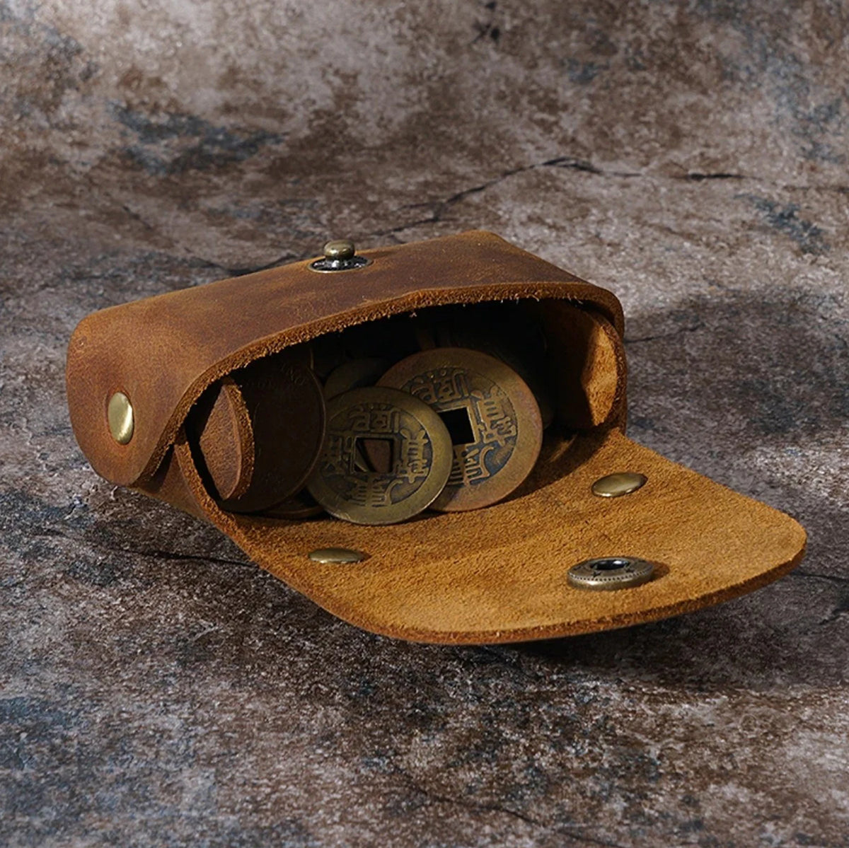Genuine Leather Coin Purse with Secure Hasp Closure