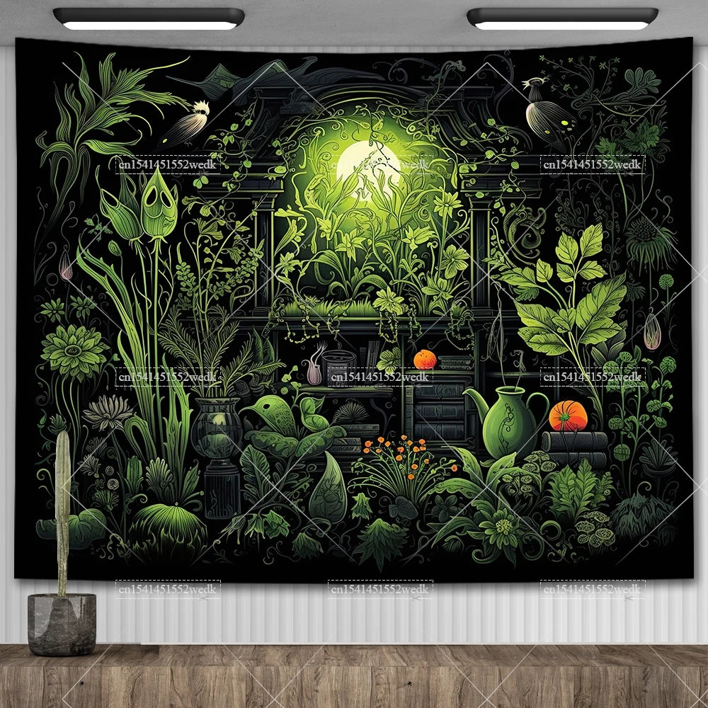 Enchanted Library Staircase Tapestry Wall Hanging