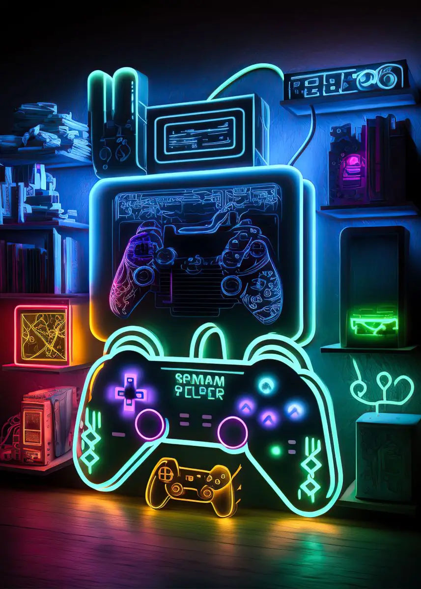 Neon Gamer Controller Diamond Painting Kit