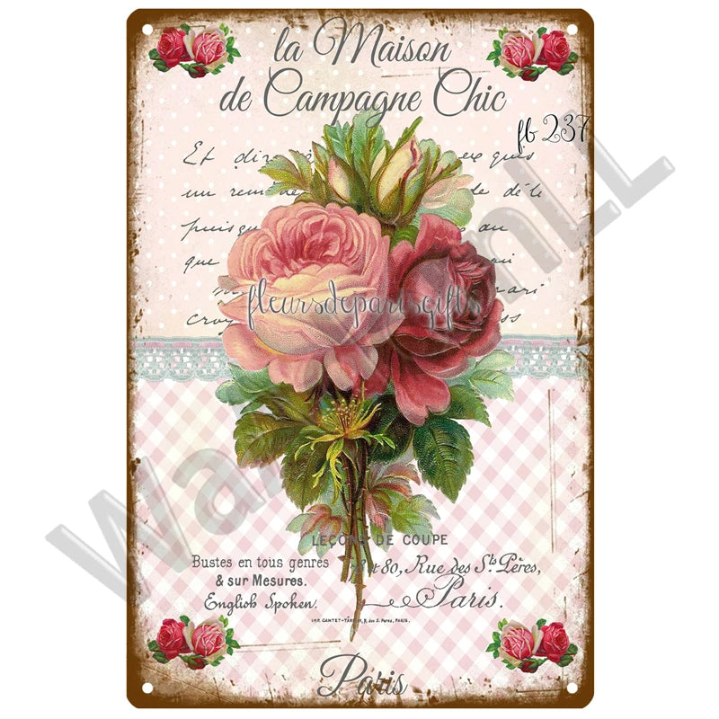 Vintage lavender sunflower metal sign featuring floral text and decorative elements.
