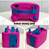 A pink handheld electric balloon inflating pump shown in various views.