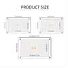 Various sizes of acrylic photo frames labeled 5 inch, 6 inch, and A4 size with corresponding dimensions.