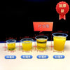 A display of disposable mini tasting cups in various sizes, labeled for 20 to 80 yuan.