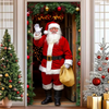 Merry Christmas Party Decoration Door Cover with Santa, Snowman & Reindeer Design