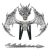 A silver dragon wings and tail cosplay costume set for kids, featuring a detailed skeletal design.