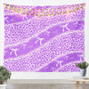 Purple leopard print tapestry wall hanging featuring a wild animal pattern.