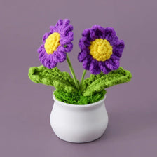 Handmade Crochet Sunflower in Pot – Decorative Knitted Artificial Plant