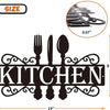 Black farmhouse kitchen metal wall art sign with a decorative border and measurement markings.