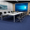 A collection of self-adhesive solid color runner rugs in various shades of gray and blue.