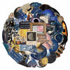 A collection of retro space astronomy decals featuring planets, stars, and celestial bodies.