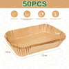 A rectangular disposable parchment paper liner with ruffled edges shown from above.