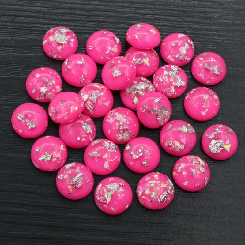 Mixed Color Resin Cabochons with Metal Foil Backing for Jewelry Making