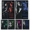 A collection of posters featuring characters from Resident Evil games like Ada Wong and Leon Kennedy