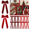 A set of velvet red Christmas bows for decorating trees, wreaths, and garlands.