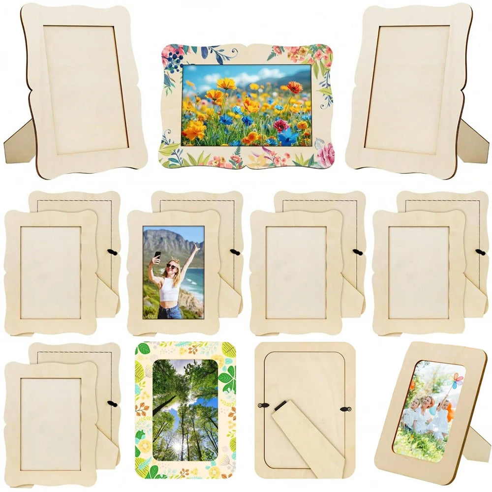 Unfinished Wooden Photo Frames for DIY Crafting and Display