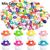 A colorful set of resin mini mushroom figurines in various colors and shapes.