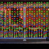 String lights draped across a window and porch railing for outdoor and indoor decoration