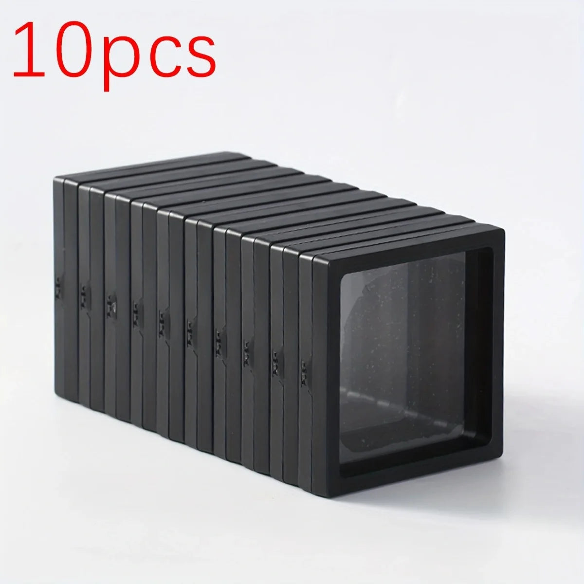 Ten black transparent floating display boxes arranged in a rectangular grid.