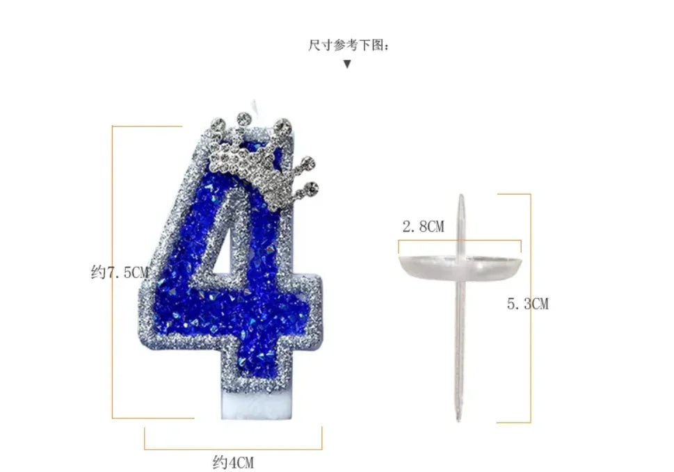 Blue Crown Number Birthday Candle