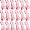 A set of pink space-saving cascading hanger connector hooks for wardrobe organization.