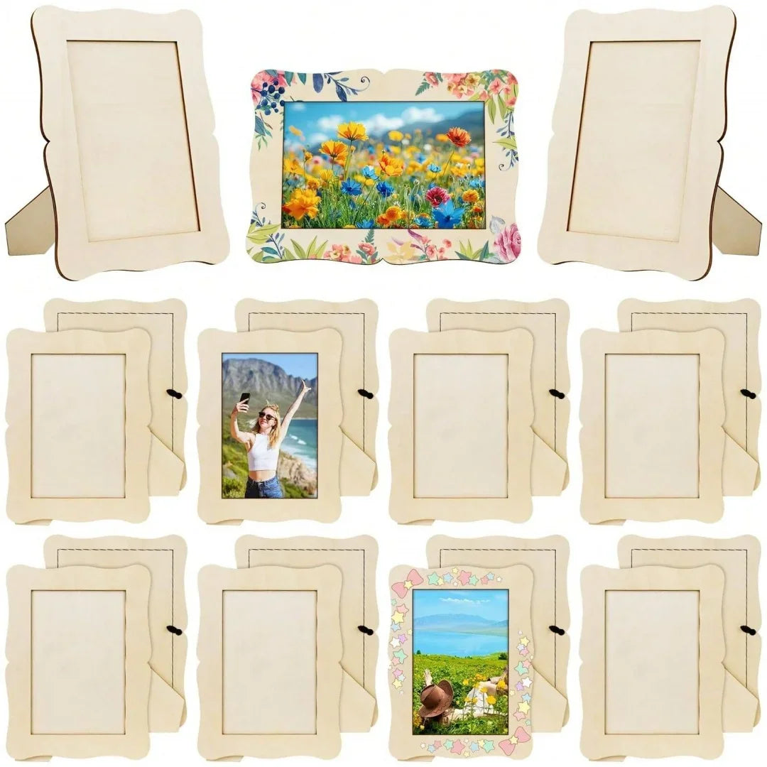 Unfinished Wooden Photo Frames for DIY Crafting and Display