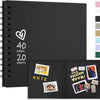 A black spiral-bound scrapbook album with 40 pages and 20 sheets, featuring decorative elements.