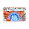 Fantasy art collectible trading card featuring a serpentine design and a glowing blue gemstone against an orange background.
