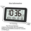 A digital wall clock displaying the time 10:36, date, temperature, and humidity, with dimensions shown.
