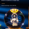 A glass crystal ball night light featuring a glowing depiction of Jesus Christ.