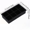 Black rectangular ice cube mold with 9 individual cavities, measuring 21.1cm long and 4.8cm high.