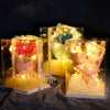 Glass jars filled with fairy lights and floral arrangements used as decorative lanterns