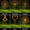 Six designs de lumières de feux d'artifice LED solaires pour décoration de jardin, incluant moulin à vent, pissenlit, guirlan