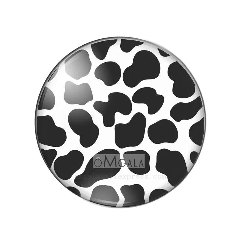 Black and white leopard print glass cabochons for jewelry making