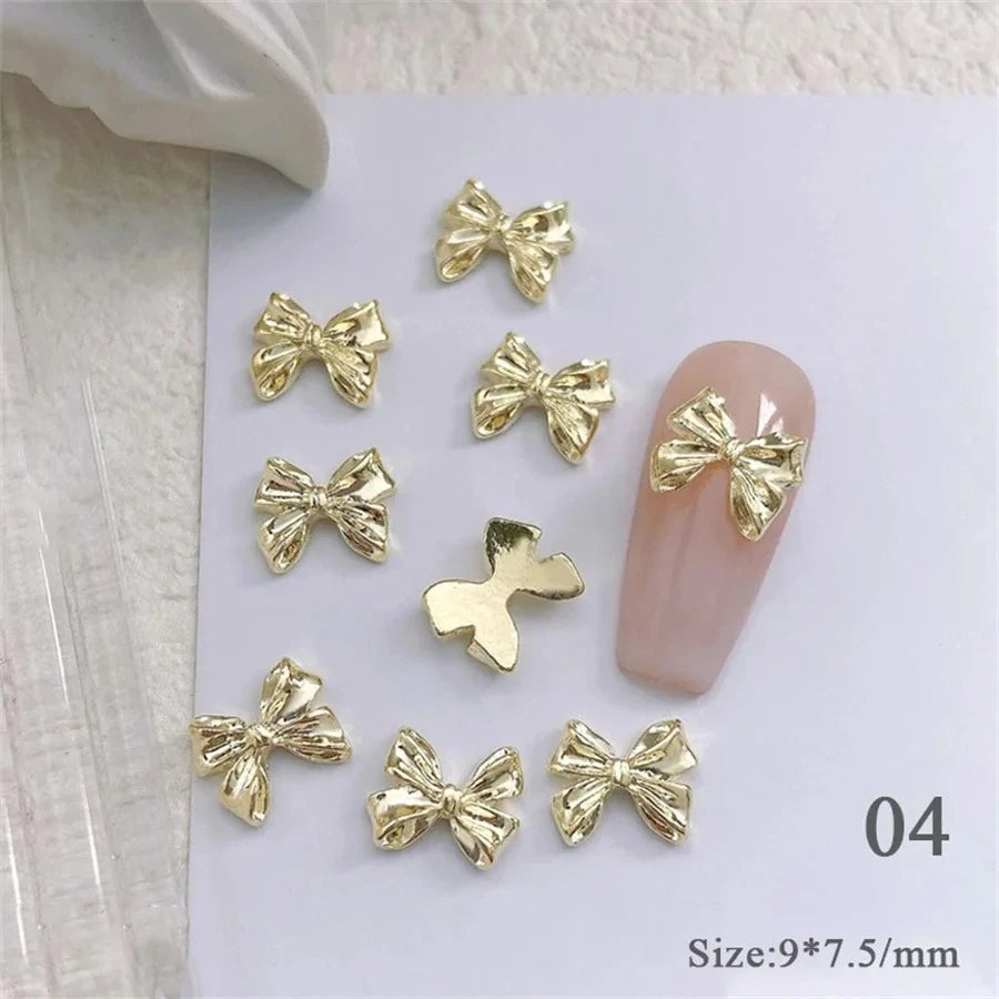 Gold Bowknot Nail Art Charms (50-Pack)