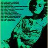 A vintage poster listing various TV Girl shows and dates, featuring a stylized portrait of a woman in green tones.