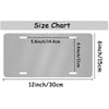 Size chart for a rectangular metal license plate sign measuring 12 inches by 6 inches.