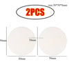 Two white silicone door stoppers or bumpers, each 50mm in diameter and 8mm thick.