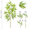 Illustration of an artificial bamboo branch with green leaves showing various parts and a magnified view.