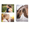 A set of three vertical photo canvases featuring wedding and portrait photography.