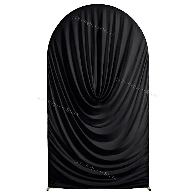 Black stretchy spandex arch cover used for weddings and events