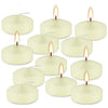 A set of twelve ivory soy wax floating candles in various sizes and shapes.