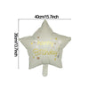 A matte 3D heart love-you bear foil balloon in a light gray color with gold confetti and birthday text.