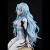 Anime portrait PVC figure of a female character with long light blue hair and white clothing.