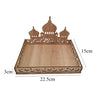 Bandeja de madera para decoración de Eid Mubarak con silueta de mezquita y texto árabe
