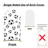 Single sided use of an arch cover featuring a soccer ball pattern for photo booths