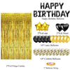 A set of happy birthday balloons including foil stars, hearts, latex balloons, confetti balloons, and a foil fringe curtain.