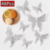 48 pieces of decorative 3D silver butterfly wall stickers for home decor