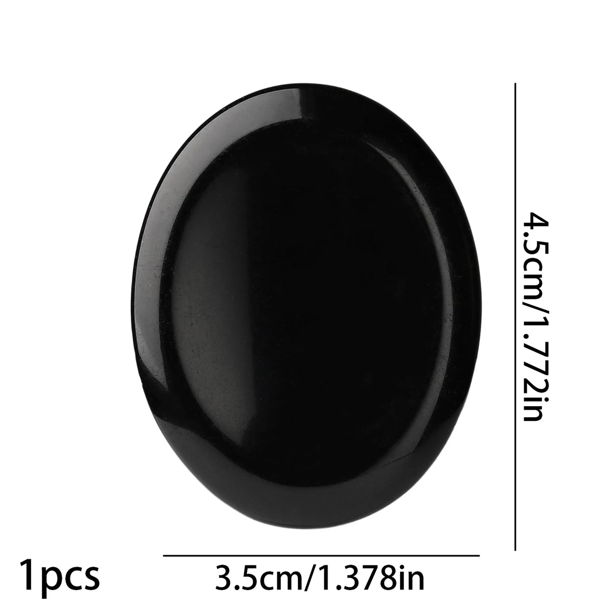 A black oval bead made of natural stone for jewelry and crafts.